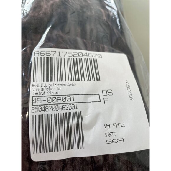 BEAUTIFUL by Lawrence Zarian Crinkle Velvet Top Size XL Chestnut Brown Modern - Picture 2 of 7